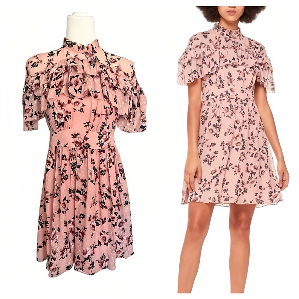 kate spade Pink Floral Ruffle Mini Dress
